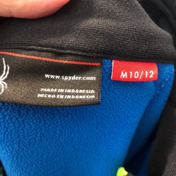 Spyder Boys Raider Sweater M 10/12 Blue Black Full Zip Pockets Jacket Outerwear - Picture 7 of 10